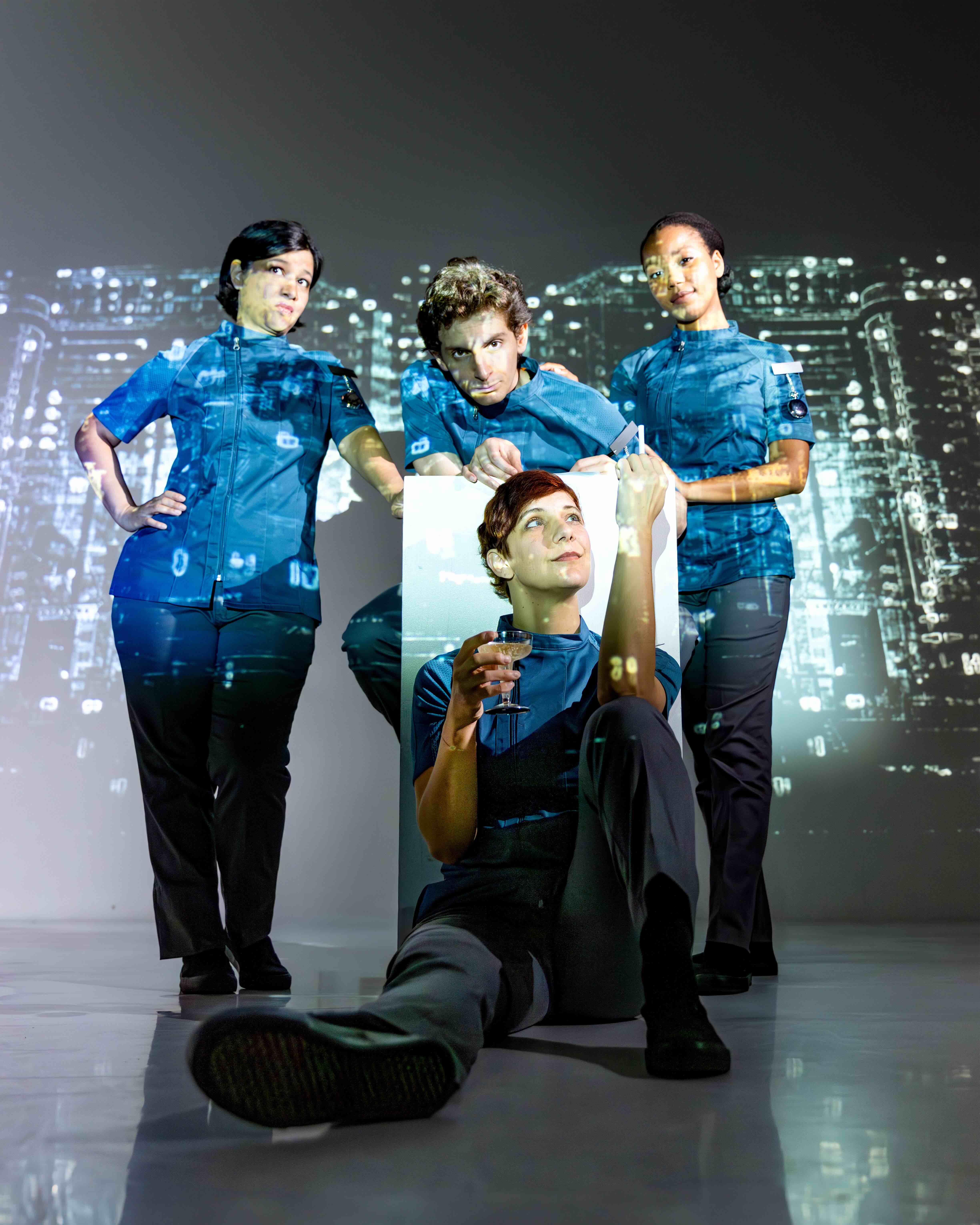  Sangita Baruah as U, Aaron Greenberg as D-503, Cassandra Umaña as O-90, Sabra Shelly as I-330. 