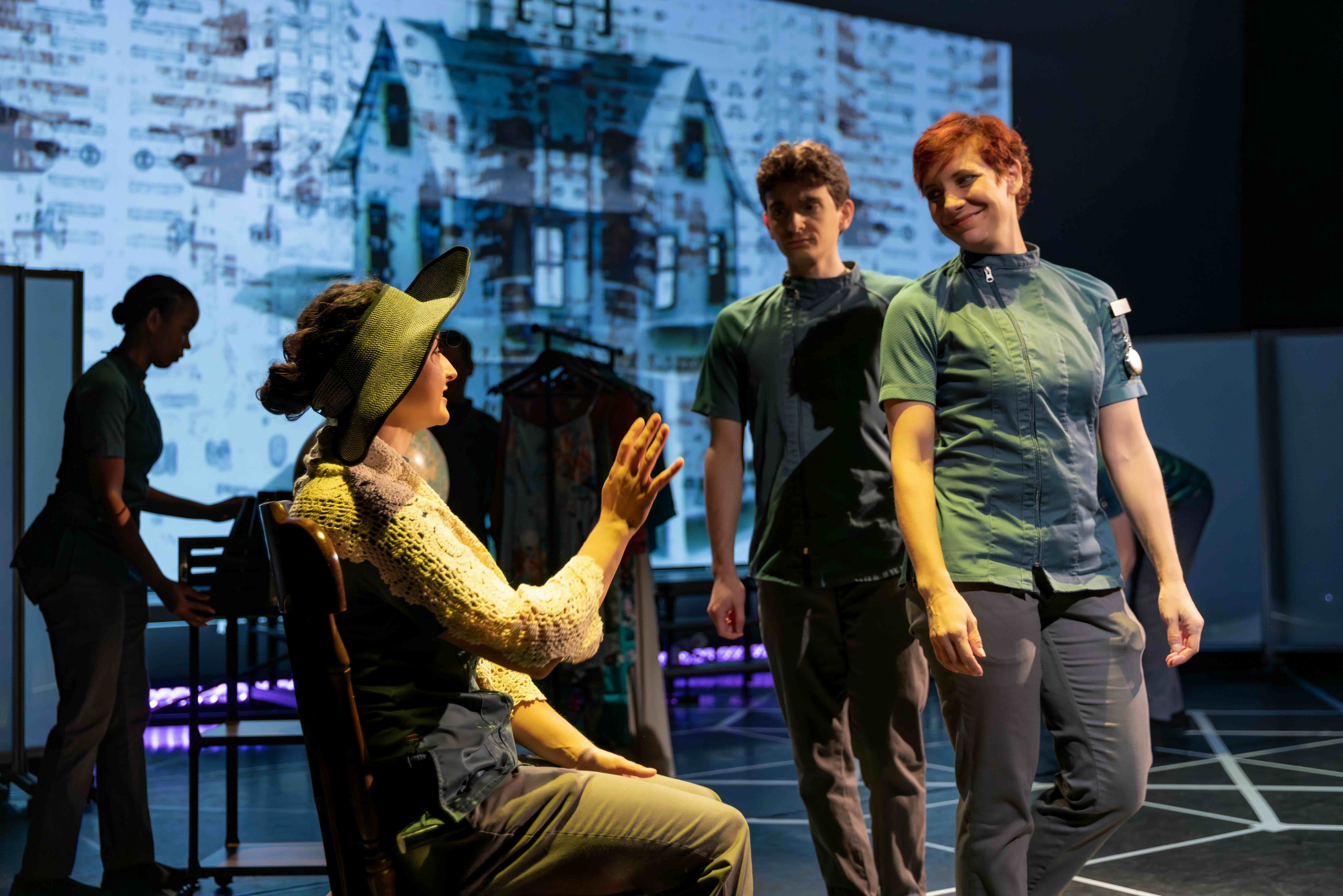  Rachel Fink as Old Woman, Aaron Greenberg as D-503 and Sabra Shelly as I-330. 