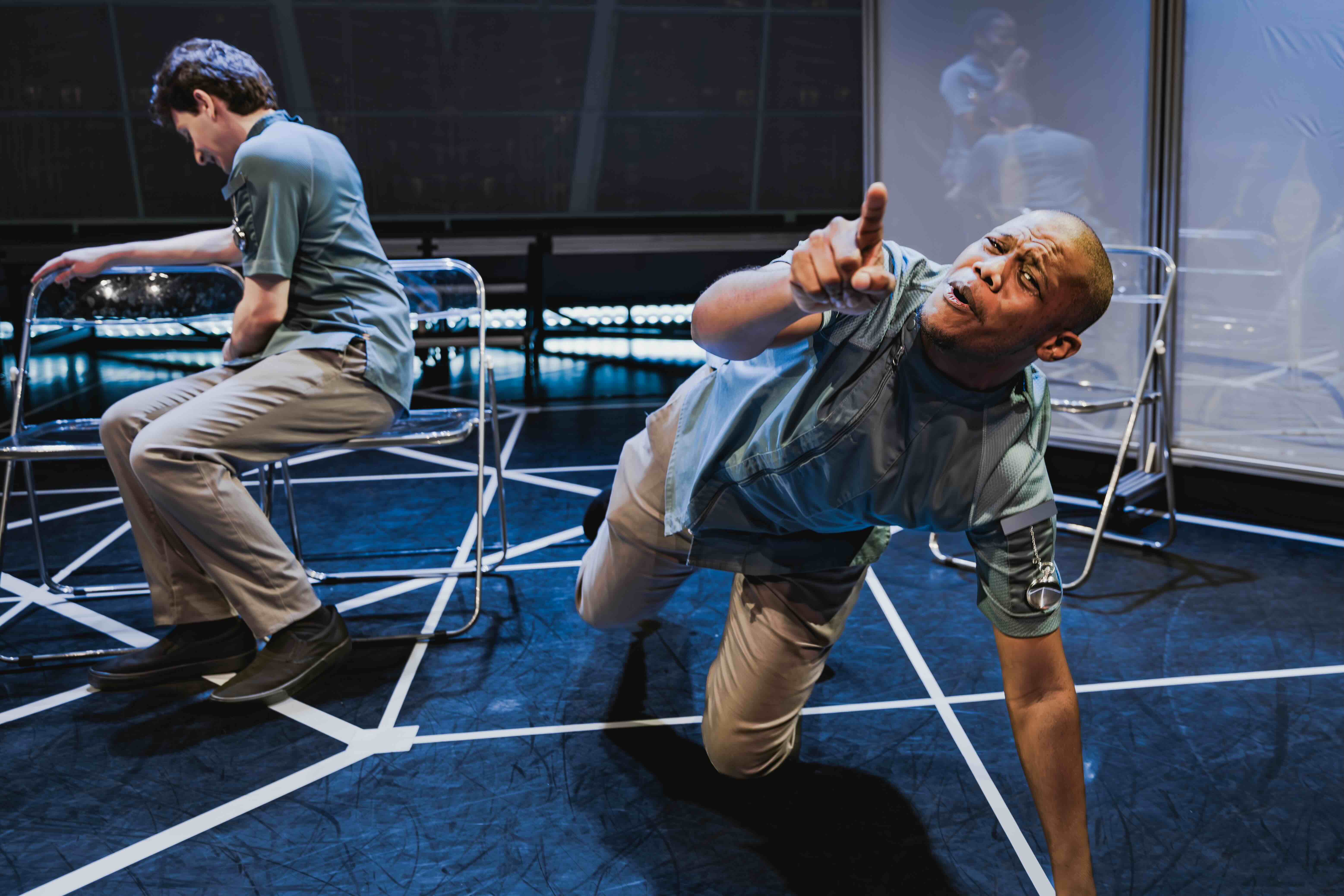  Aaron Greenberg as D-502 and Jonathan Nathaniel Dingle-El as R-13. 