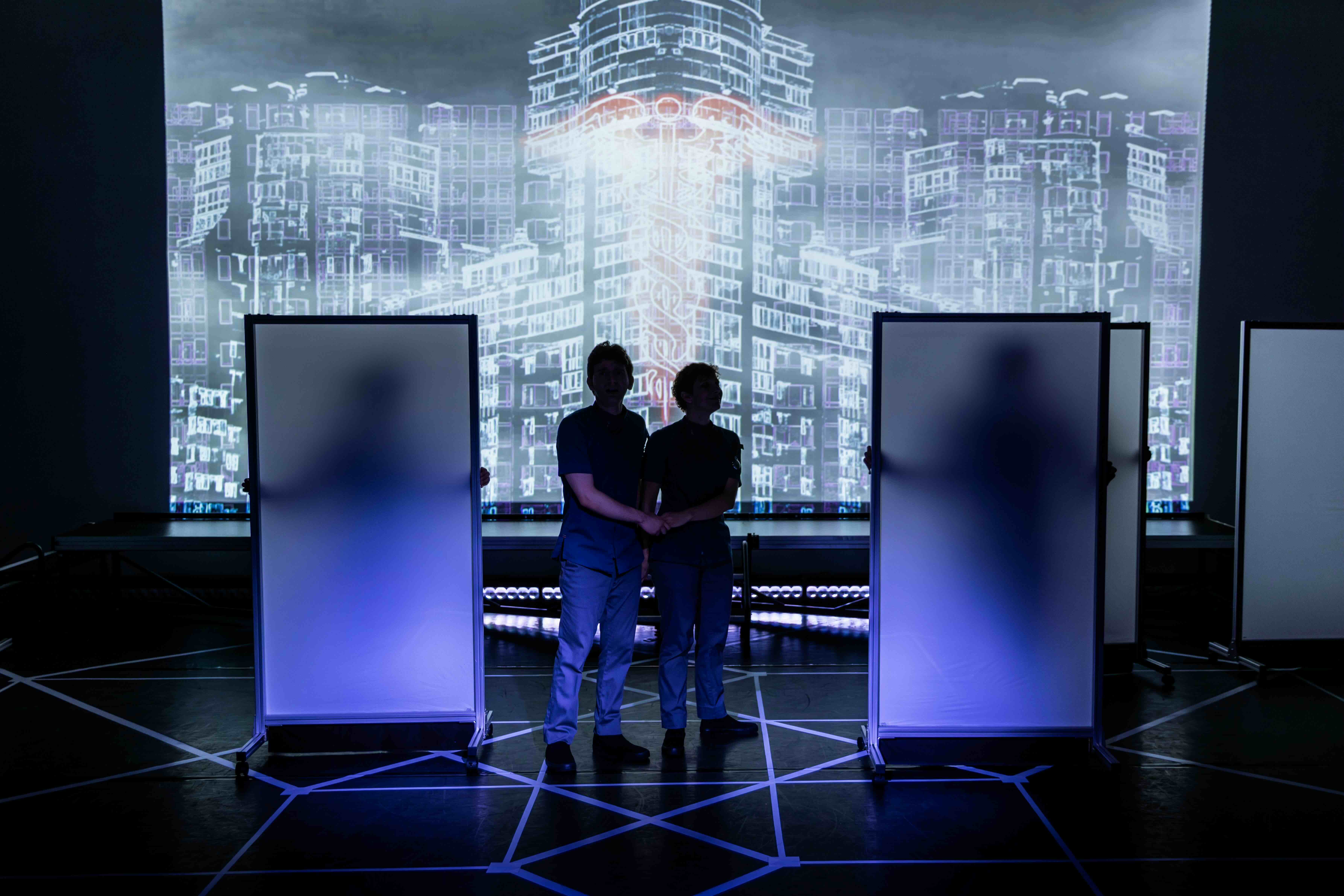  Aaron Greenberg as D-503 and Sabra Shellly as I-330. 